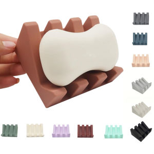 Silicone Soap Dish Soap Dispenser Tilt Drain Soap Box Bathroom Bath Soap Storage Holder Kitchen Sponge Storage Rack