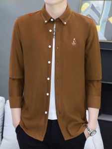HENGYUANXIANG | Hengyuanxiang Mens Corduroy Long Sleeve Shirt Thickened Pure Color Autumn Winter Fashion Classic Style Youthful No Ironing Needed