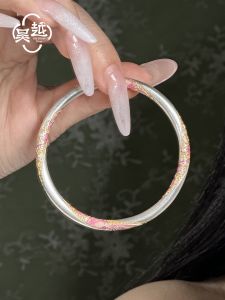 WU YUE JEWELRY | Ancient Craft Silver 9999 Pink Sleeve Gilded Bangle