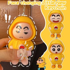 Crayon Shin-chan Face Changing Keychain Pendant Transformation Toy Cartoon Anime Doll Keyring Bag Key Decor Gift for Friends