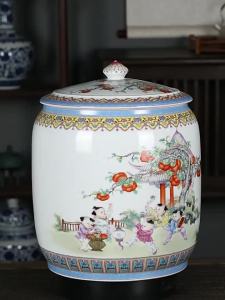 Lọ Đựng Trà Sứ Kín Khí Phong Cách Trung Quốc
