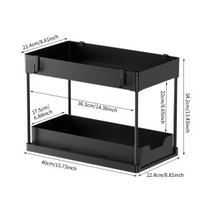 Multifunctional Pull-Out Drawer Double Layer Sink Bottom Drain Storage Box for Kitchen And Bathroom Sliding Drawer