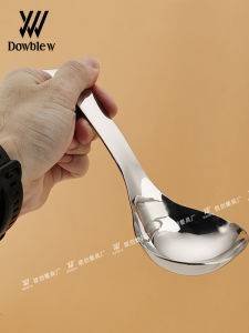 Home Use 304 Stainless Steel Soup Spoon Anti-Slip Hook Short Handle Soup Ladle Prevent Scalding Deepened Soup Spoon