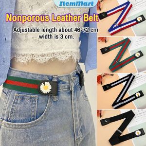 ItemMart Fashion Nonporous Square Buckle Versatile Wild Leather Belt Canvas Material Invisible and Seamless Belt