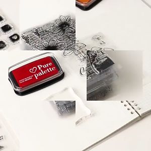 Poppys Studio - (3C13) Stempel Akrilik Registered Silicone Stamp Acrylic silikon Rubber Scrapbook Bujo Kopi Stain