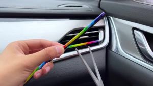 10/50pcs Car Air Conditioner Vent Outlet Trim Strip U Shape Chrome PVC Colorful Shiny Car Trim Strip for Car Interior Decoration