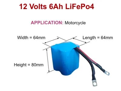 Motorcycle Battery (LiFePo4 12 Volts 6 Ah)
