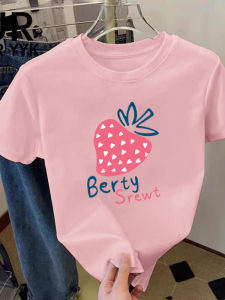 เสื้อยืดแขนสั้นผ้าฝ้ายแท้สำหรับผู้หญิง ทรงเข้ารูป สีชมพู แฟชั่นฤดูร้อน 2025 เสื้อผ้าทำงานสไตล์เกาหลี ปกติ