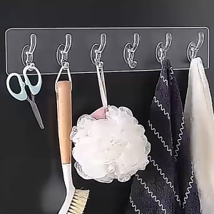 Heavy Duty Hooks Transparent Self Adhesive Hanger Waterproof Oilproof for Bathroom Kitchen