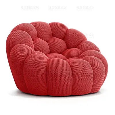 Lusheng Bubble Dragon Lazy Sofa Single Person Football Footrest Honeycomb Pumpkin Chair Fabric Sofa Italian Minimalist Style Soft Sponge Filling