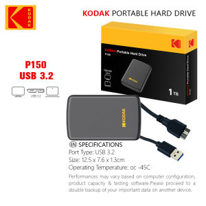 Kodak | Original KODAK P150 2.5" Portable External Hard Drive 1TB/500GB USB 3.0 Fast Transmission for PC Laptop Smartphone Storage
