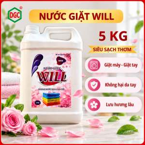 Nước giặt WILL 5 KG Siêu sạch thơm Giặt máy - Giặt tay Không hại da tay Lưu hương lâu