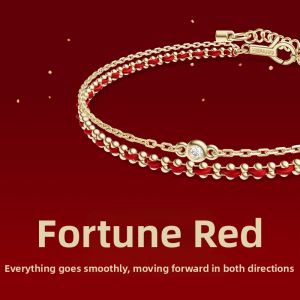 HEFANG Jewelry | Red Rope Double Layer Stackable Bracelet for Couples
