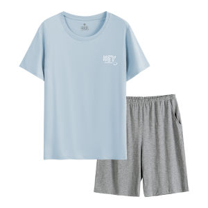 Coco Smart | ชุดนอนผู้ชายคอตตอนบางแขนสั้นฤดูร้อน ชุดนอนลำลองสำหรับนักเรียนมัธยมต้นและมัธยมปลาย ชุดนอนผ้าฝ้ายลายการ์ตูนสำหรับเด็กโต