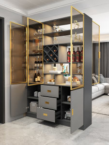 Solid Wood Northern Europe Hallway Cabinets Floor Light Luxury Internet Celebrity Glass Door Wine Cabinet Wall Partition Living Room Small Apartment