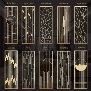 New Chinese Style Stainless Steel Latticed Hall Divider and Background Wall Screen