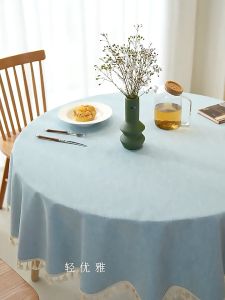 Round Tablecloth Waterproof Table Cloth Oil-Proof Spill-Proof Table Cover for Kitchen Parties Camping Picnic