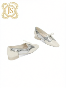 JESSICA SOPHIA | Giày Nữ Đế Thấp Da Thật Thêu Hoa Văn Phối Màu