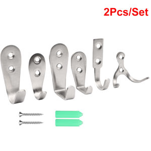 2Pcs Wall Hooks for HangingStainless Steel Hook Heavy Duty Hanger Key Hook Wall Mounted Coat Hook Garage Storage Screw