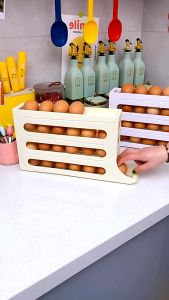Quivlox 30 Grids Egg Storage Rack 4 Tier Auto Rolling Eggs Storage Box Large Capacity Egg Tray Holder 厨房收纳