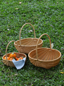 Wicker-like Fruit Basket Picnic Basket Egg Basket Watermelon Harvest Basket Outdoor Basket Weave Storage Basket Household Organizer