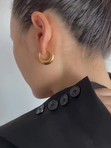 ANENJERY Irregular Chunky Hoop Earrings for Women Girl Party Jewelry New Fashion Accessories