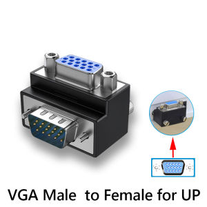 DB15 Adapter 90/270 Degree VGA Male to Female 15 Pin 3 Rows Monitor Projector Computer Connector up down Elbow Video Cable Adapt