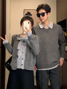 เสื้อสเวตเตอร์ถักหลวมๆ สำหรับคู่รัก ฤดูใบไม้ร่วง/ฤดูหนาว 2025 ใหม่ เสื้อคลุมกันหนาวแบบถักสไตล์เกาหลีสำหรับผู้ชายและผู้หญิง แบรนด์แฟชั่น