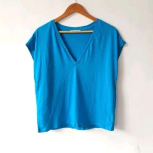 Z ARA Basic V-Neck Loose Short Sleeves Shirt