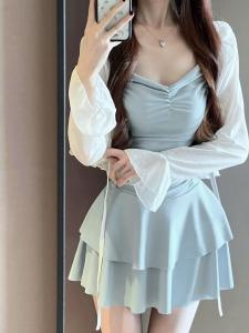 Bathing Suit Womens 2025 New Style Backless Cover up Slimming One Piece Swimsuit for Hot Spring Casual Swimwear Beach Sand