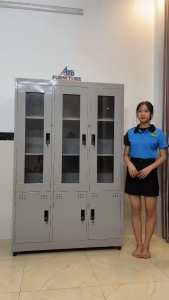 Tủ Hồ Sơ Sắt 3 Cánh Kính Cao 1m8 – Sơn Tĩnh Điện Siêu Bền – Lưu Trữ Tài Liệu Văn Phòng Gọn Gàng