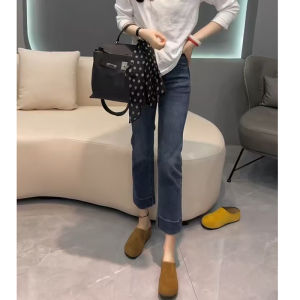 Quần Jeans Ống Thẳng Cạp Cao Cho Nữ Quần Jeans Co Giãn Ôm Dáng Mùa Thu 2025 Quần Ống Thẳng Co Giãn Màu Đen Quần Thường Ngày