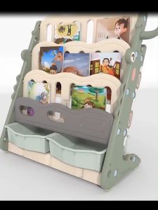 THE L54cm Shark Design Children Storage Toy Rack Bins Child Utility Bookshelf Storage