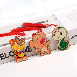 Bronze Metal Bookmarks Chinese Zodiac Rabbit Year Element Gift for Students And Foreign Friends Spring Festival Present