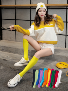 Candy Colored Mid-Calf Socks Womens Pure Color Trendy Korean Leg Socks Anti-Odor Cotton Spring Summer Autumn Seasonal Wear