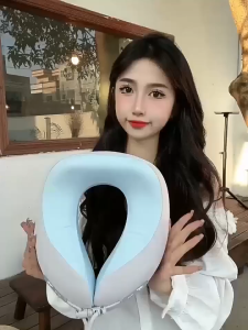 Ghế U Hình Hỗ Trợ Cổ Bằng Mút Nhớt Di Động Cho Máy Bay Và Xe Hơi Đệm Cổ Đi Du Lịch Đệm Cổ Bằng Cotton Màu Trơn Dành Cho Người Lớn