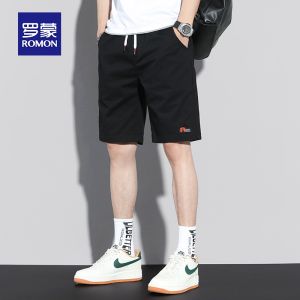 กางเกงขาสั้นผ้าฝ้ายบางทรงตรงหลวมสำหรับวิ่งและเล่นกีฬาในช่วงฤดูร้อนสำหรับผู้ชาย กางเกงขายาวห้าส่วนสิบแบบลำลองสำหรับวัยรุ่น