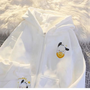 Pacha Dog Kids Hooded Jacket Thickened Fleece Autumn Winter Outwear Zipper Cardigan for Girls Boys Warm Comfortable Cotton Sweatshirt