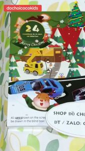 Đồ chơi 24 xe giáng sinh hợp kim noel:12 Xe thể thao 4 Xe cảnh sát 4 Xe Cứu hỏa 4 Xe công trình Xe bằng kim loại