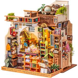 Robotime Rolife DH103 Pagestory Books DIY Miniature House | 3D Wooden Puzzle Vintage Bookstore | Advanced Wooden Model Decor Meaningful Christmas Birthday Gift for Kids Adults