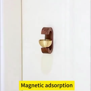 Japanese Style Wooden Doorbell Self-adhesive Magnetic Wireless Brass Wind Chime Indoor Hanging Decor