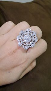 Cincin Perak Premium Ashantty Berlian Cyrstal Titanium 22 K ( White Gold )
