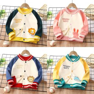 เสื้อกันหนาวเด็ก คาร์ดิแกน เสื้อวอร์มเด็กแขนยาว ผ้าสำลี กระดุมหน้าChildrens sweaters【HALOLO】