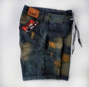 Jeans Sobek Pendek Pria Distro Dewasa Cowok Hitam Standart Size 27-38/Jeans Pendek Pria Sobek Distro