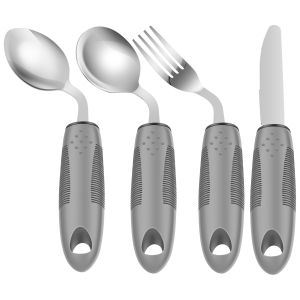 Soft rubber Handle Anti-Shake Adaptive Tableware Disabled Elderly stainless steel Knife Fork Spoon Rehabilitation Food Aid Set