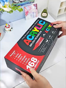  ﻿ Acrylic Paint Markers 36/48/60/72 Colors Set Brush Tip Marker Water Based Non Toxic Art Markers for Kids Adults Waterproof Permanent Marker Pens for Paper Wood Rock Ceramic Glass Canvas DIY Painting Craft Supplies 马克笔