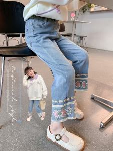 Girls Autumn Fashionable Casual Jeans New Style Spring Autumn Kids Denim Pants Trendy Long Trousers for Little Girls