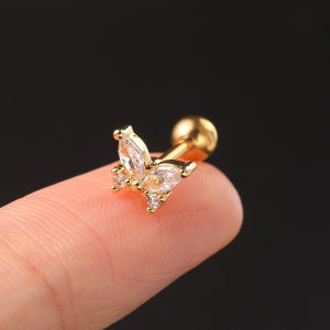 DOUBLE FAIR | 1PC Helix Ear Piercing Stud Earrings for Women Zircon Star Ear Tragus Cartilage Piercing Accessories Jewelry Gift Drop Shipping