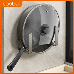 Cobbe Pot Lid Holder Wall Mounted No Drilling Kitchen Storage Rack Cutting Board Stand Aluminum Material Kitchen Countertop Organizer
