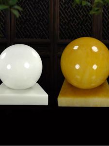 Natural Yellow Jade Rock Feng Shui Ball Home Decoration Living Room Entrance Ornament Handmade Craft Feng Shui round Stone